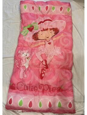 Vintage Strawberry Shortcake Retro Pink Ballerina Kitty Y2K Sleeping Bag